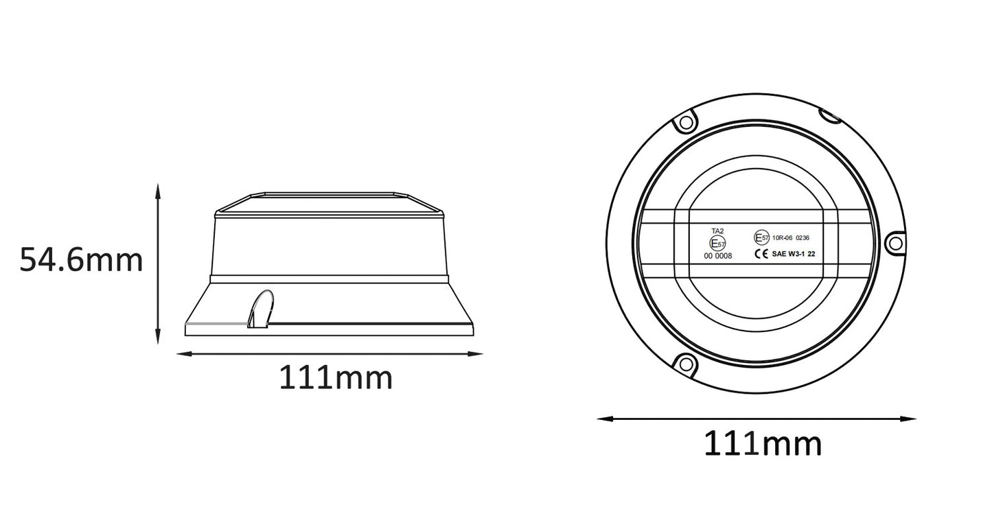 10-30V Amber LED Heavy Duty Beacon Magnet Mount