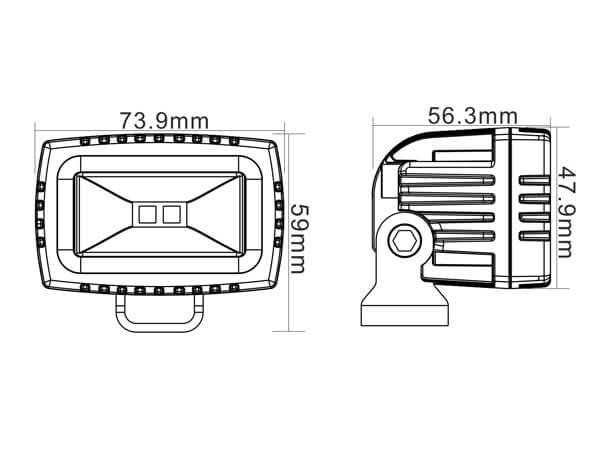 1200 Lumens 9-32V 20W Flood Beam Light