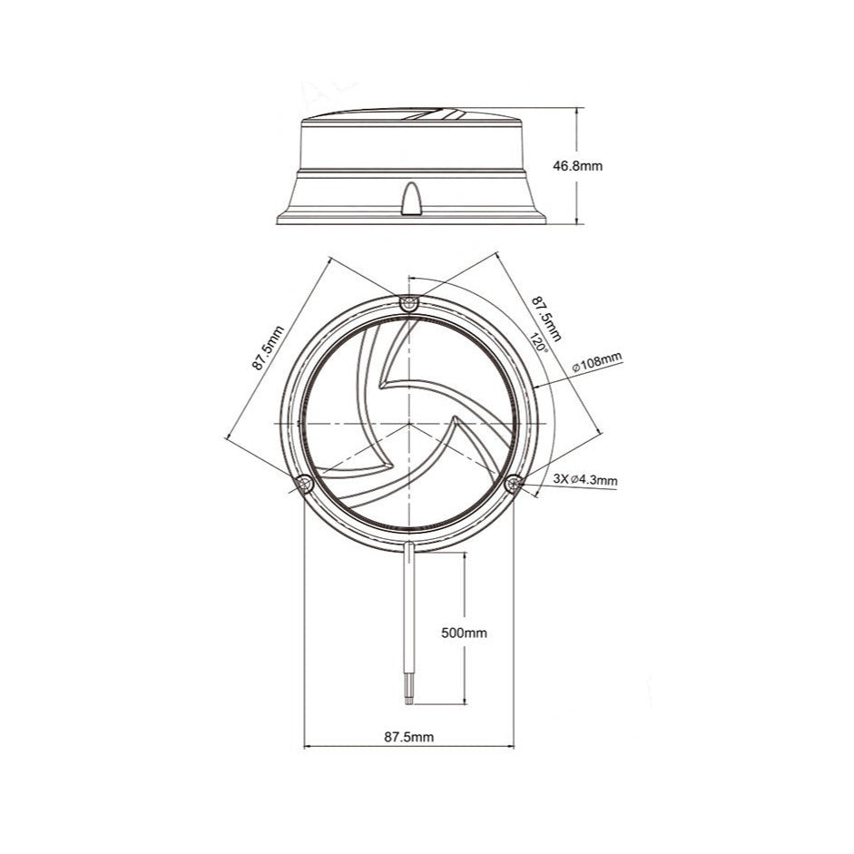10-30V Amber LED Beacon Stud Mount