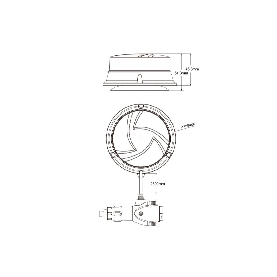 10-30V Amber LED Beacon Magnet Mount