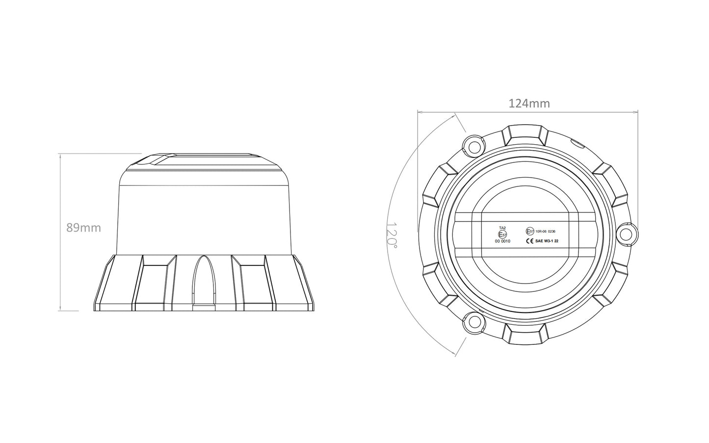 10-30V Amber LED Heavy Duty Beacon Stud Mount